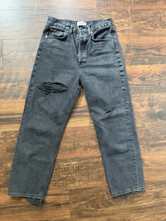 Agolde Denim - Agolde high-Rise 90s crop Distressed Black Women’s Jeans